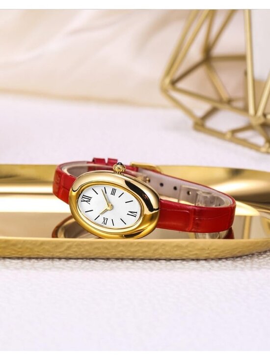 Women\'s Red And Gold Analog Quartz Elegant Dial Bangle Vintage Bracelet Watch main image 5
